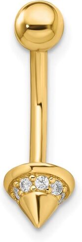 JewelryWeb 14K CZ CZ محاكاة ماس البطن 5.44x6.41mm جسم عريض ثقب للنساء in Saudi Arabia