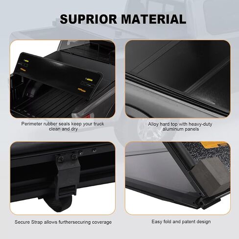 CareOnline New Black Tri Tri Style Truck 6.8 FT Bed Tonneau Cover w/LED Light Fits for 1999-2024 F-O R-D-25 F-350 （OL-KR1016250601） in Saudi Arabia