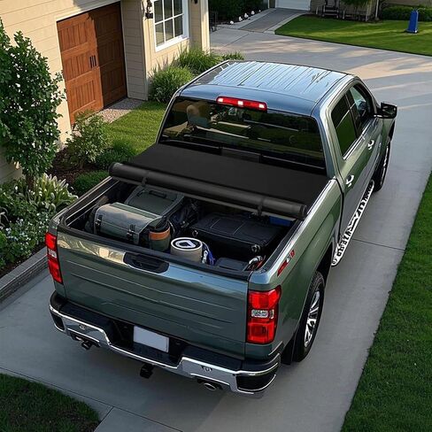 Soft Roll-up Truck Bed Tonneau Cover Compatible with 2014-2018 Chevy Silverado/GMC Sierra 1500, 2015-2019 2500HD 3500HD with Fleetside 8ft (97.6") Bed in Kuwait