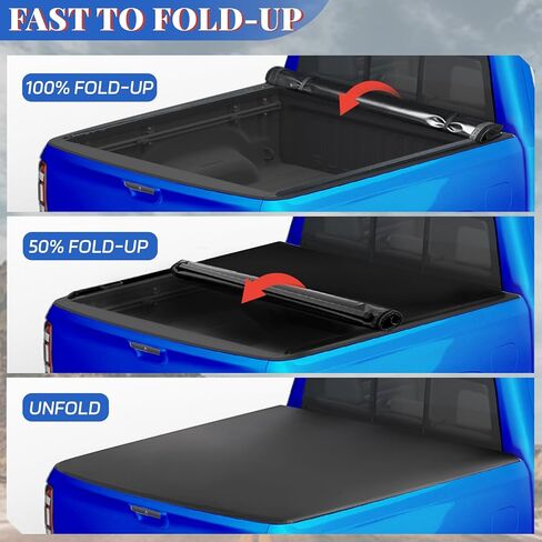 Soft Roll-up Truck Bed Tonneau Cover Compatible with 2014-2018 Chevy Silverado/GMC Sierra 1500, 2015-2019 2500HD 3500HD with Fleetside 8ft (97.6") Bed in Kuwait
