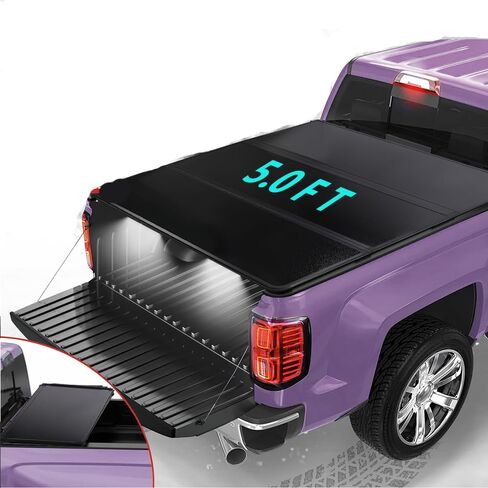 CareOnline New Black Tri Tri Style Truck 6.8 FT Bed Tonneau Cover w/LED Light Fits for 1999-2024 F-O R-D-25 F-350 （OL-KR1016250601） in Saudi Arabia