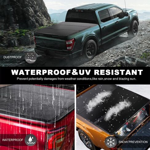 CareOnline New Black Tri Tri Style Truck 6.8 FT Bed Tonneau Cover w/LED Light Fits for 1999-2024 F-O R-D-25 F-350 （OL-KR1016250601） in Saudi Arabia