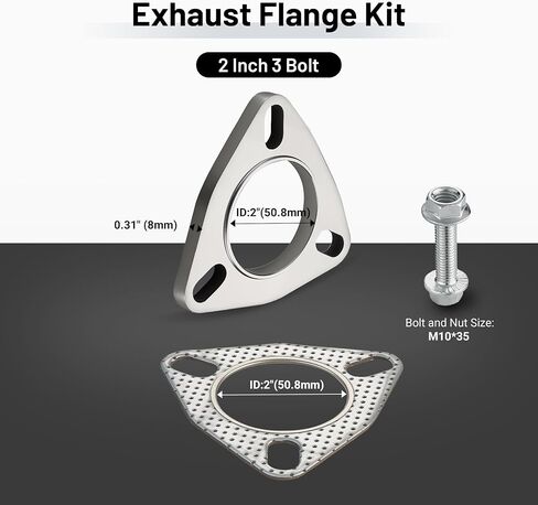 EVIL ENERGY 2.5 Inch 3 Bolt Exhaust Flange Connection Kit, Stainless Steel Exhaust Flange and Gasket Set with Bolts and Nuts, Exhaust Flanges with Flange Edge for Easier Welding, 2 PCS in Saudi Arabia