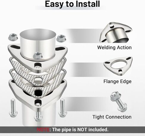 EVIL ENERGY 2.5 Inch 3 Bolt Exhaust Flange Connection Kit, Stainless Steel Exhaust Flange and Gasket Set with Bolts and Nuts, Exhaust Flanges with Flange Edge for Easier Welding, 2 PCS in Saudi Arabia