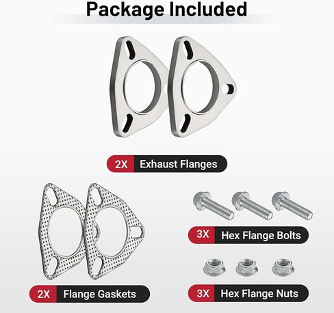 EVIL ENERGY 2.5 Inch 3 Bolt Exhaust Flange Connection Kit, Stainless Steel Exhaust Flange and Gasket Set with Bolts and Nuts, Exhaust Flanges with Flange Edge for Easier Welding, 2 PCS in Saudi Arabia