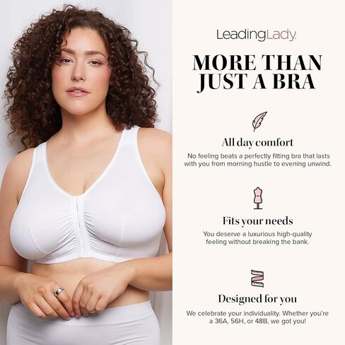 LEADING LADY Meryl Front-Close Wire-Free Bra, 36FGH, Wistful Mauve in Kuwait