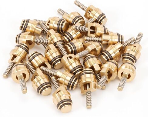 25pcs AC Schrader Valve لـ BAS03009 MT0065 59356 بديل متوافق مع Ford 4L3Z19D701A/GM 10245619/Chrysler 4882331/134A R12 Systems ، M10 BRASS AIRCOLING VALVE CORSE CORSE in Kuwait