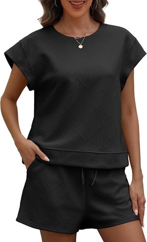Womens Summer Outfits Womens Pajama Sets 2 Piece Casual Summer Lounge Sets Vacation Travel Beach Outfits with Pockets in Saudi Arabia