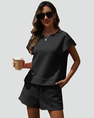 Womens Summer Outfits Womens Pajama Sets 2 Piece Casual Summer Lounge Sets Vacation Travel Beach Outfits with Pockets in Saudi Arabia