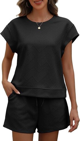 Womens Summer Outfits Womens Pajama Sets 2 Piece Casual Summer Lounge Sets Vacation Travel Beach Outfits with Pockets in Saudi Arabia