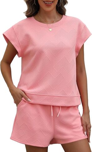Womens Summer Outfits Womens Pajama Sets 2 Piece Casual Summer Lounge Sets Vacation Travel Beach Outfits with Pockets in Saudi Arabia