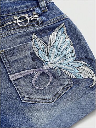 SOLY HUX Women's Y2k Butterfly Embroidery Distressed Jean Shorts Vintage Low Rise Mini Denim Shorts in Saudi Arabia