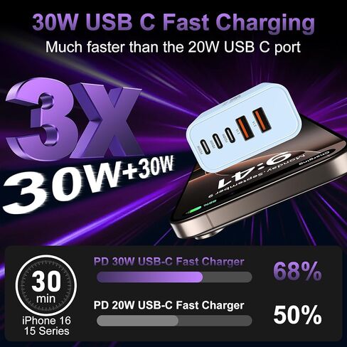 شاحن S24/S24 Ultra، شاحن فائق السرعة من النوع C، شاحن حائط PD 25W USB-C لهاتف Samsung Galaxy S24 Ultra/S24/S23/S22/ S21/S20/Note 20/Note 20 Ultra/Note 10/Note10+، شاحن من النوع C كتلة + كابل 4 قدم in Kuwait