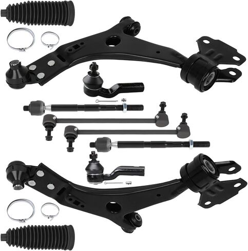 10Pcs Suspension Kit - Fit 2014-2018 for Ford Transit Connect 2013-2018 for Ford Focus, Front Lower Control Arm w/Ball Joint Front Tie Rod End Front Sway Bar End Link Front Steering Rack Boot in Saudi Arabia