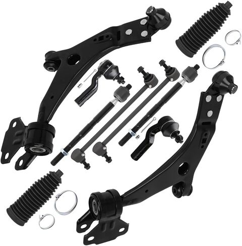 10Pcs Suspension Kit - Fit 2014-2018 for Ford Transit Connect 2013-2018 for Ford Focus, Front Lower Control Arm w/Ball Joint Front Tie Rod End Front Sway Bar End Link Front Steering Rack Boot in Saudi Arabia