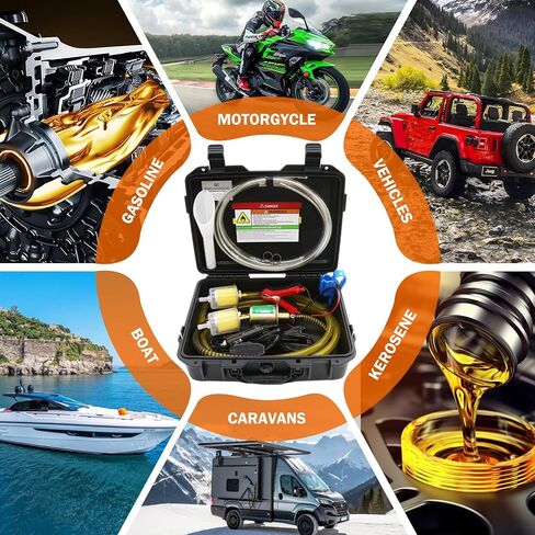 مجموعة مضخة نقل الوقود 12V Milado 12V ، مجموعة مضخة نقل البنزين ، مضخة الوقود الكهربائية مع حالة ، 30 جالون من الغاز أو الديزل في الساعة مضخة الوقود المضمونة ، رائعة للمركبات ، القوارب ، المكربن ، جزازة العشب in Kuwait