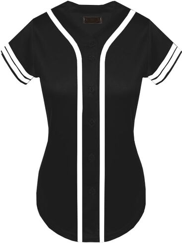 Women's Baseball Softball Jersey Button Down Premium Two-Stripe Sleeve Shirts Uniform in Saudi Arabia