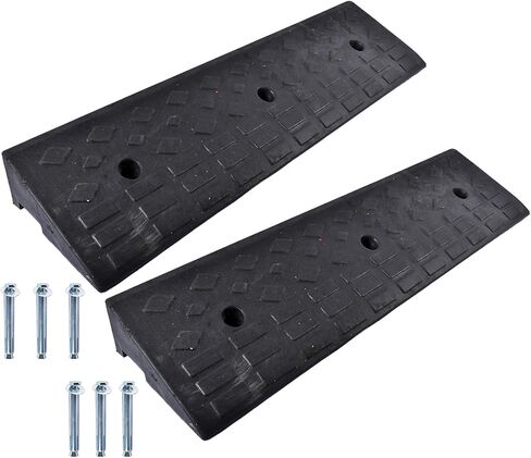 2Pack 4'' H Rubber Curb Ramps Heavy Duty 22000lbs (10 Ton) Loading Driveway Ramp Car Slope Ramp fits Garage Warehouse Sidewalk Wheelchair Bike Vehicles in Saudi Arabia