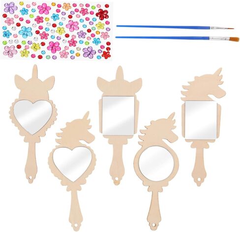 1SET Princess Mirror Craft for DIY Wooden Hand Mirror Art Attivit in Saudi Arabia