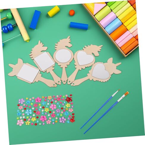1SET Princess Mirror Craft for DIY Wooden Hand Mirror Art Attivit in Saudi Arabia