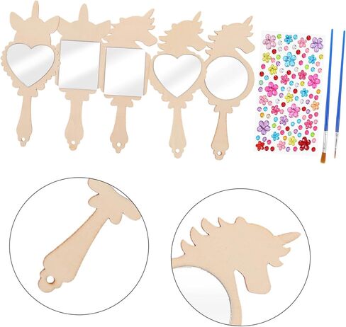 1SET Princess Mirror Craft for DIY Wooden Hand Mirror Art Attivit in Saudi Arabia