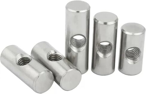 M4 M5 M6 Cylinder Nut Screws 304 Stainless Steel Cylinder Pin Dowel Thread Cross Hole Hammer Embedded Nut for Wooden Furniture (OD8 M5 x 30 (3 Pieces) in Kuwait