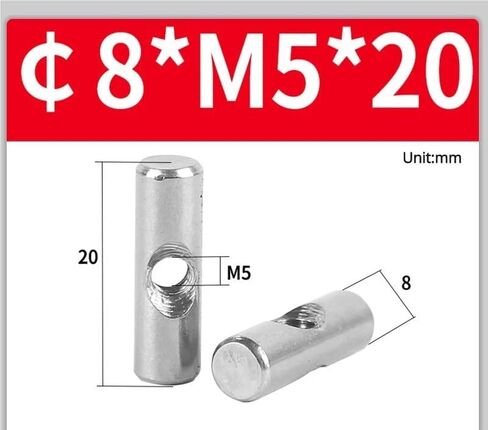M4 M5 M6 Cylinder Nut Screws 304 Stainless Steel Cylinder Pin Dowel Thread Cross Hole Hammer Embedded Nut for Wooden Furniture (OD8 M5 x 30 (3 Pieces) in Kuwait