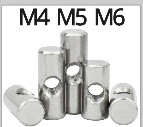 M4 M5 M6 Cylinder Nut Screws 304 Stainless Steel Cylinder Pin Dowel Thread Cross Hole Hammer Embedded Nut for Wooden Furniture (OD8 M5 x 30 (3 Pieces) in Kuwait