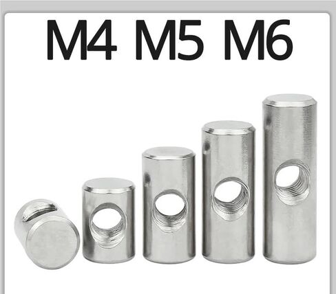 M4 M5 M6 Cylinder Nut Screws 304 Stainless Steel Cylinder Pin Dowel Thread Cross Hole Hammer Embedded Nut for Wooden Furniture (OD8 M5 x 30 (3 Pieces) in Kuwait