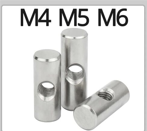 M4 M5 M6 Cylinder Nut Screws 304 Stainless Steel Cylinder Pin Dowel Thread Cross Hole Hammer Embedded Nut for Wooden Furniture (OD8 M5 x 30 (3 Pieces) in Kuwait