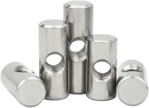 M4 M5 M6 Cylinder Nut Screws 304 Stainless Steel Cylinder Pin Dowel Thread Cross Hole Hammer Embedded Nut for Wooden Furniture (OD8 M5 x 30 (3 Pieces) in Kuwait