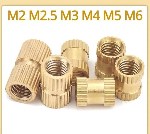 M2 M2.5 M3 M4 M5 M6 Brass Insert Nuts, Copper Knurled Thread, Embedded Nutsert for Injection Moulding by Screw Nut Hardware (A,3 mm (50 Pieces)_M3 (OD 4.5 mm)) in Kuwait