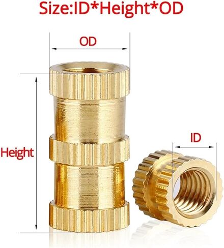 M2 M2.5 M3 M4 M5 M6 Brass Insert Nuts, Copper Knurl, Hot Melt Thread, Embedded Heat Set Nut, Injection Moulded Through Nut (B, 8 mm (20 Pieces)_M4 (OD 6 mm) in Saudi Arabia