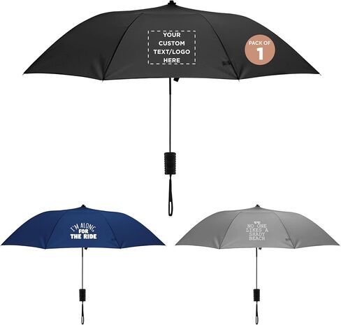 DISCOUNT PROMOS Custom Compact Manual Folding Umbrellas Set of 36, Personalized Bulk Pack - Perfect for Travel, Promotional Events or Giveaways - Navy Blue in Saudi Arabia