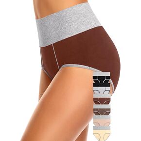 ASIMOON Women's High Waisted Cotton Underwear Tummy Control Panties Soft Full Coverage Ladies Briefs in Kuwait