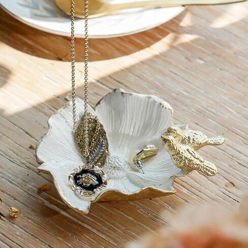 Niiky Home Small Jewelry Dish Treshy ، حامل خاتم الطيور عتيقة ، صينية للمجوهرات الذهبية ، صينية حلية الغرور. in Saudi Arabia
