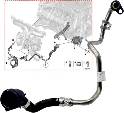 OEM Parts 11538854735 11537643226 B48 Turbocharger Coolant Return Line Hose, For 2015-2024 BMW 220i 230i 330i 430i 530e 530i 630i 740e X3 X4 Turbo coolant hose to water pump coolant hose, OE PAWODIKE in Saudi Arabia