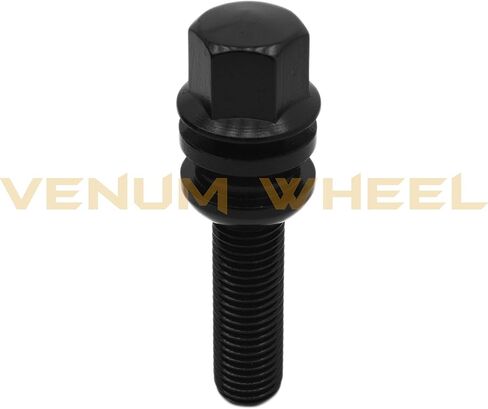 10 PC براغي العروة السوداء | طول ساق الطول 53 ملم | M14 x 1.5 المواضيع | R14 مقعد كرة مع غسالة دوارة | متوافق مع بورش 924 944 968 911 Boxster Cayman Cayenne Panamera in Kuwait