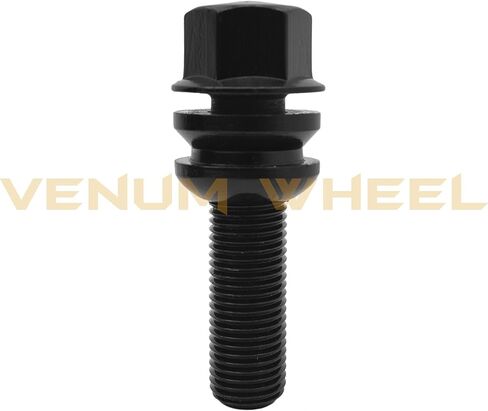 10 PC براغي العروة السوداء | طول ساق الطول 53 ملم | M14 x 1.5 المواضيع | R14 مقعد كرة مع غسالة دوارة | متوافق مع بورش 924 944 968 911 Boxster Cayman Cayenne Panamera in Kuwait