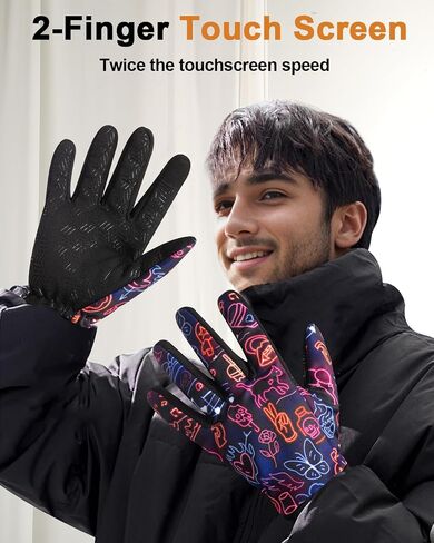 RIGWARL Upgraded Wool Winter Gloves for Cold Weather, Waterproof, Touch Screen Gifts for Men & Women, Late Fall/Early Winter Running Gloves for Walking Dog, Hiking, Camping, Skiing, Snow in Saudi Arabia