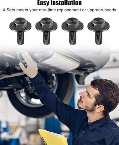 4Pcs 12mm Top Front Skid Plate Bolts with Gasket Compatible with Toyota Tacoma 1995-2003 4Runner 1996-2023 FJ Cruiser 2007-2014 Land Cruiser 2008-2010 Tundra 2000-2010 Sequoia 2001-2007, Black in Saudi Arabia
