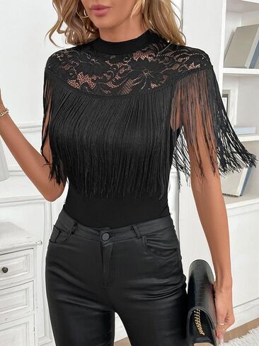 المرأة المثيرة المثيرة الدانتيل الأزهار الدانتيل العالي الرقبة يوتار bodysuit clubwear in Saudi Arabia