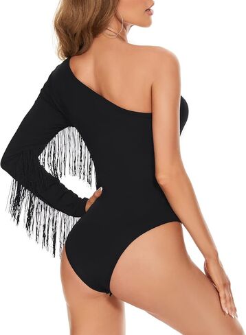 American Trends Women Fringe Tops One Shoulder Cowgirl Disco Outfits Bodysuit Concert outfits Tank Top for Women Body Suits in Saudi Arabia