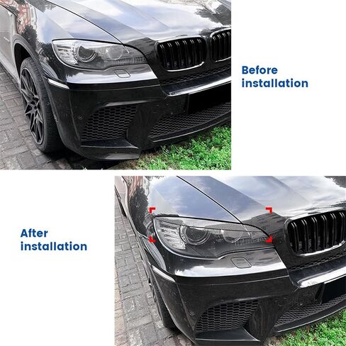 حاجب مصباح المصابيح الأمامية للسيارة تغطية تقليم لـ BMW X6 E71 2008-2014 أغطية المصباح الأمامي للسيارة أغطية اللمعان in Saudi Arabia