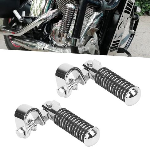 Motorcycle Foot Peg, Pair of Universal Motorcycle Highway Bar Footpegs Clamp Mount Footrest Pedals for 25mm 1in Engine Crash Bar Guard (Black) in Saudi Arabia