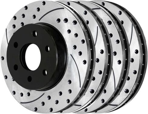 Autoshack Black Hat محفورة ودوارات فرامل متداول في الأمام والخلفية ، فورد F-150 2006-2008 LINCOLN MARK LT 4.2L 4.6L 5.4L V6 V8 4WD AWD RWD PR64113PR641111 in Kuwait