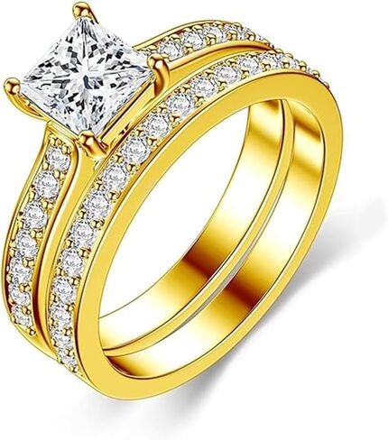 Moissanite Ring Bridal Sets for Women Engagement Ring Wedding Band 2cttw D Color VVS1 Princess Cut 925 Sterling Silver Bridal Sets-w5 in Saudi Arabia