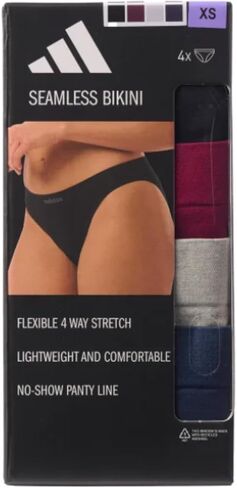 Adidas Womens Seamless Bikini Inteldear 4-Pack (US ، Alpha ، X-Large ، العادية ، العادية ، متعددة الأسود) in Saudi Arabia
