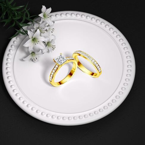 Moissanite Ring Bridal Sets for Women Engagement Ring Wedding Band 2cttw D Color VVS1 Princess Cut 925 Sterling Silver Bridal Sets-w5 in Saudi Arabia