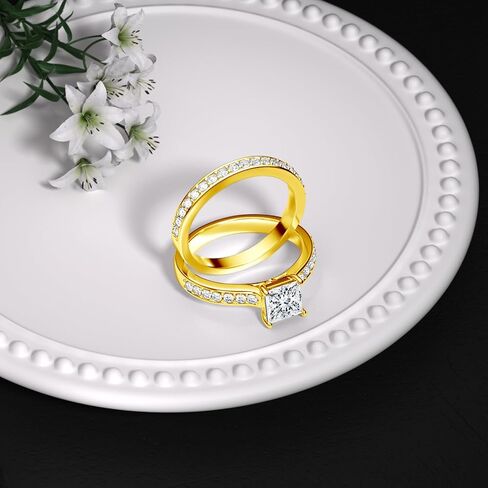 Moissanite Ring Bridal Sets for Women Engagement Ring Wedding Band 2cttw D Color VVS1 Princess Cut 925 Sterling Silver Bridal Sets-w5 in Saudi Arabia